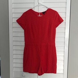 Banana Republic Red Eyelet Short-Sleeve Romper